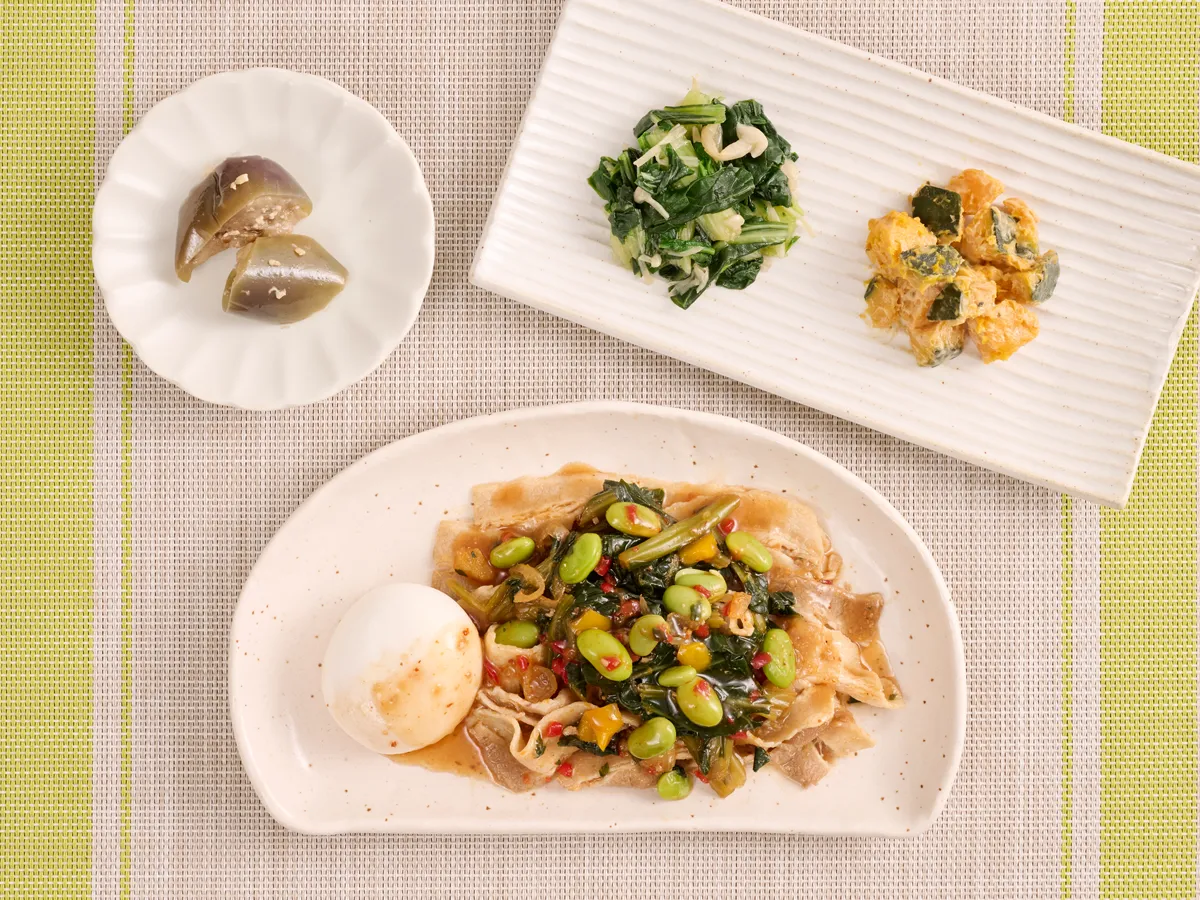 豚と彩り野菜のピリ辛甘酢だれ