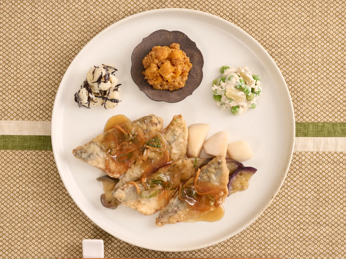 たっぷり野菜と鯵の甘酢あん